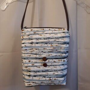 New Southwestern Western Purse Aspen Wood Tree print Blue Brown White Quilt bag